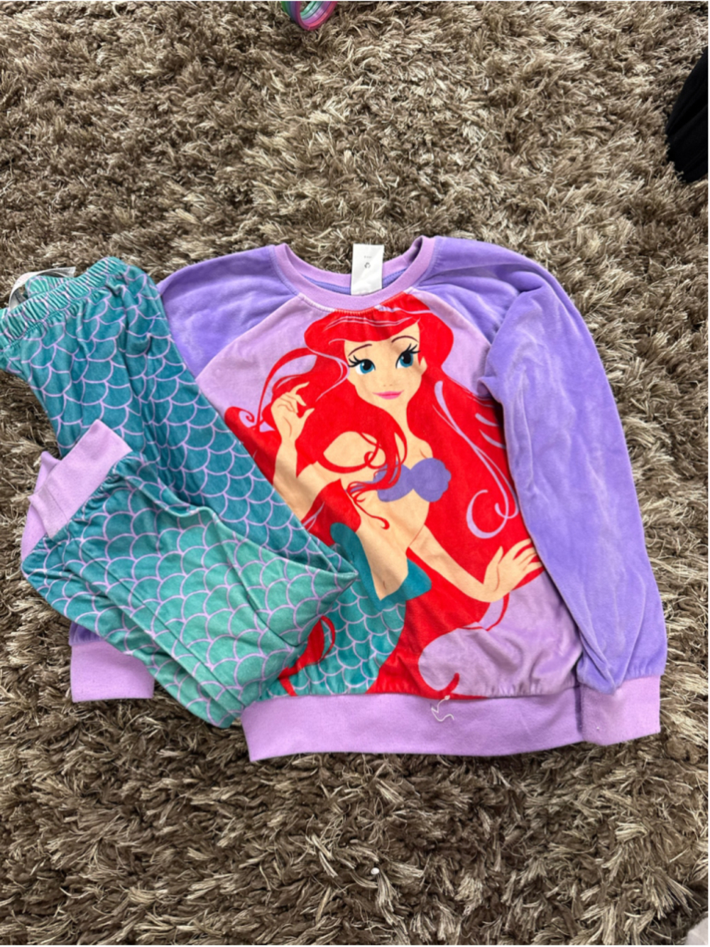 Girls Disney Ariel Pajama Set Size 10 Purple Teal